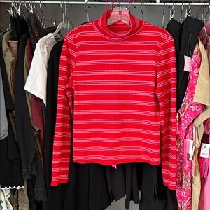 Anthropologie Red & Pink Striped Women's Top